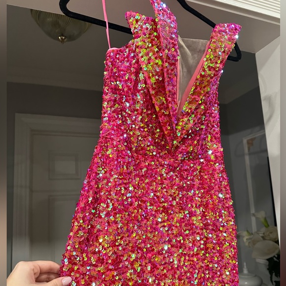 NWT Pink Sequin Maxi Formal Dress With Slit - Picture 6 of 9